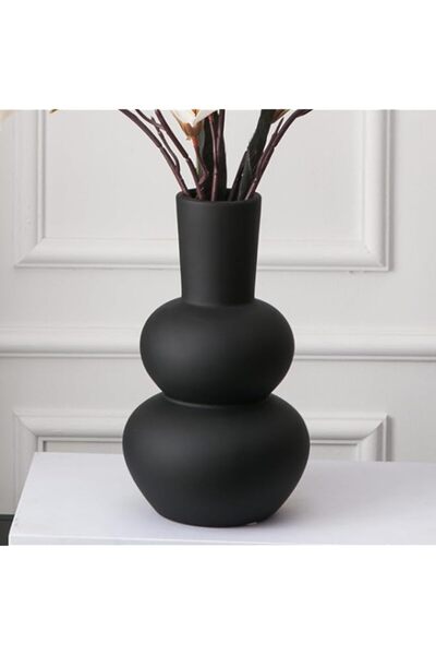 Generic مزهرية سيراميك من تينفوري، مزهرية زهور سوداء للديكور المنزلي، غرفة ال...