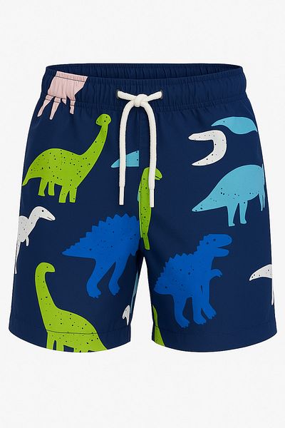 Lolliboomkids Boy's Pattern Printed Waist Lace Shorts Swimwear Mesh Full / Regular Fit Parachute Fabric