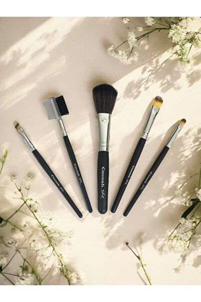 Cocosh She 5'li İpek Makyaj Fırçası Seti, Seyahat Boy, Allık - Pudra, Dudak, ...