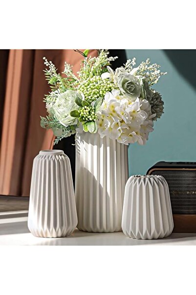 Generic Beauenty White Ceramic Vase -Set of 3 Boho for Modern Home Decor,Nord...