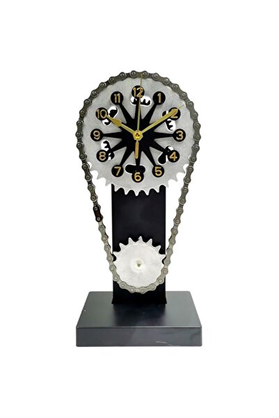 Generic ساعة طاولة عتيقة، ساعة حائط معدنية دوارة من أزوني مع تروس متحركة، طرا...