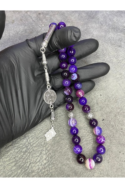 Mos Tespih Piatra de agat prune Rozari de piatra naturala de marime mare