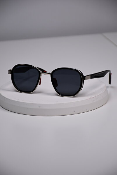 LOOKUP NEW Men's Uv400 Protected Square Pentagonal Bone Steel Stainless Tarnish-Free Metal Sunglasses