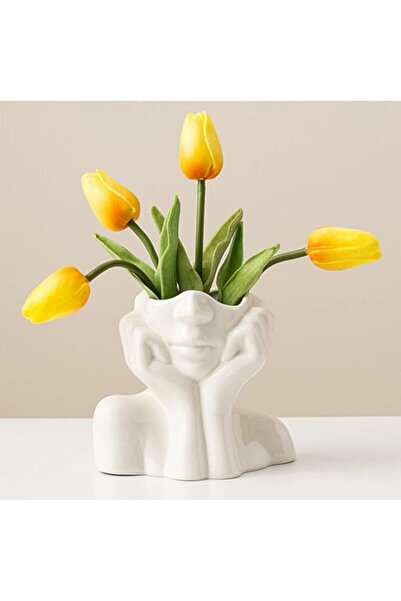 Generic Brand DHYXZCA White Ceramic Face Vase, Female Form Head Half Body Bus...