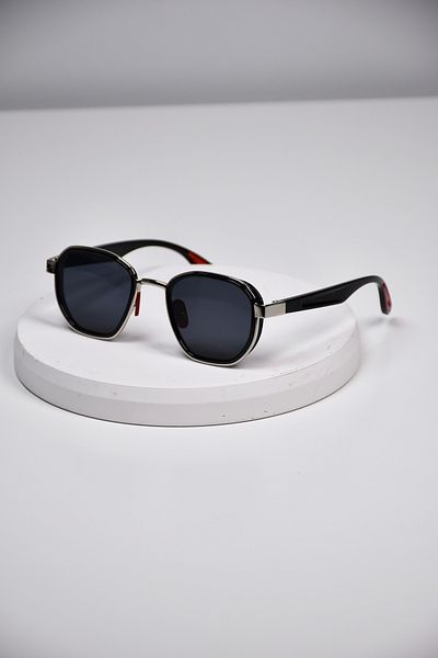 LOOKUP NEW Men's Uv400 Protected Square Pentagonal Bone Steel Stainless Tarnish-Free Metal Sunglasses