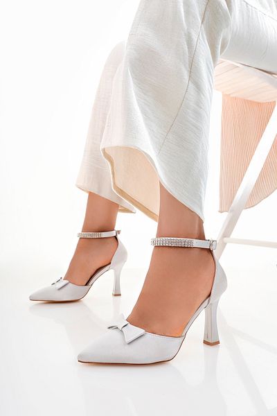LARİNA SHOES Elegant Women's Evening Dress with Ankle Stones and Bow Detail Women's Shoes