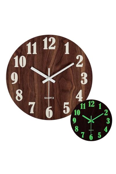 Generic ساعة حائط مضيئة X سبرينغ، ساعة حائط خشبية صامتة، ساعة حائط كبيرة الحج...