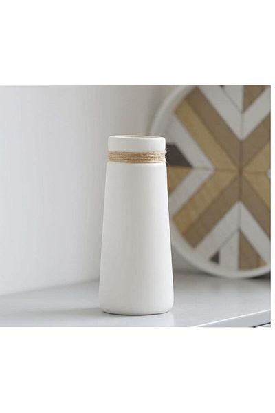 Generic Vases Ceramic White Matt Flower Vase Modern Decorative Handmade Vase for Office Home Living Room Wi