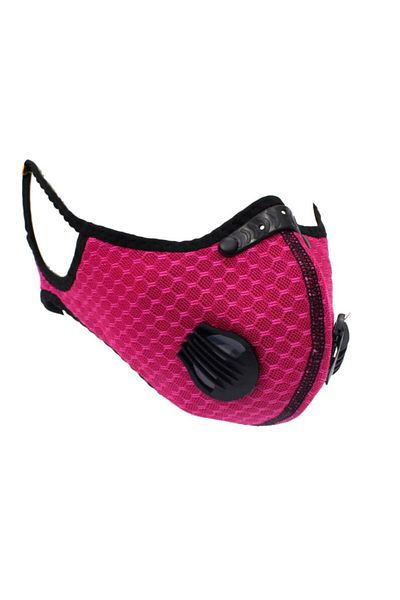 THK Mască sport cu 2 valve, cu filtru de carbon, roz