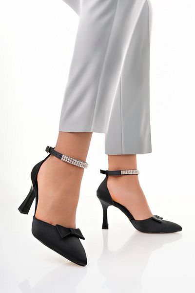 LARİNA SHOES Elegant Women's Evening Dress with Ankle Stones and Bow Detail Women's Shoes