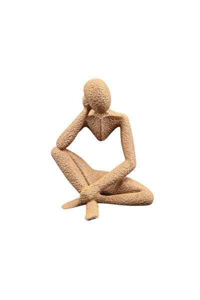 OEM Statueta Ganditorul, Maro, 10 cm x 7.5 cm x 12 cm