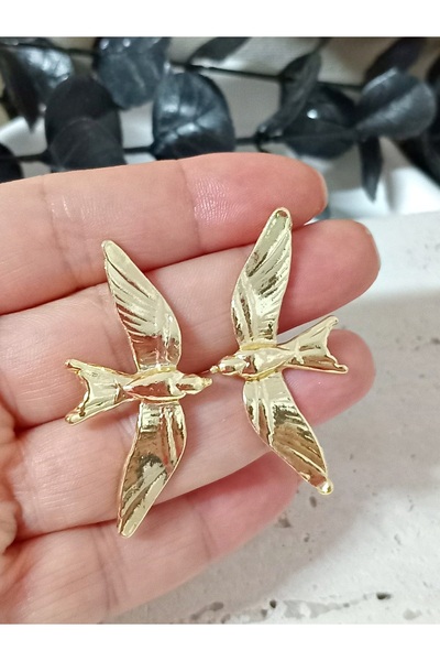 mos&more Gold Kanatlı Kuş Boy Kadın Küpe