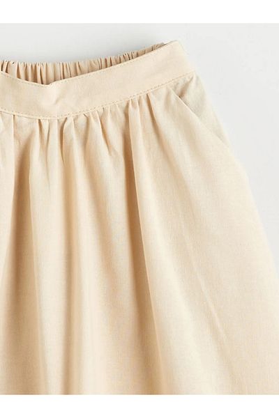LC Waikiki Lcw kids beige elastic waist linen blend girl's skirt