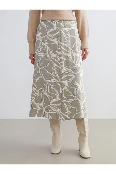 LC Waikiki Lcw Grace Green Patterned A-Line Skirt with Elastic Waist