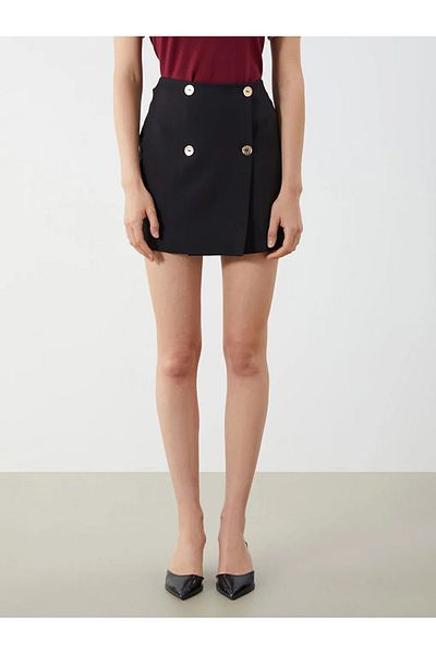 LC Waikiki Lcw Vision Black Elastic Waist Buttoned Mini Skirt