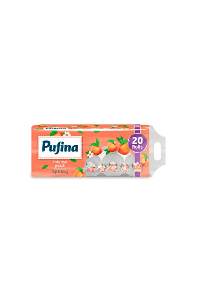 PUFINA Тоалетна хартия с цвят праскова, 20 ролки, 3 слоя