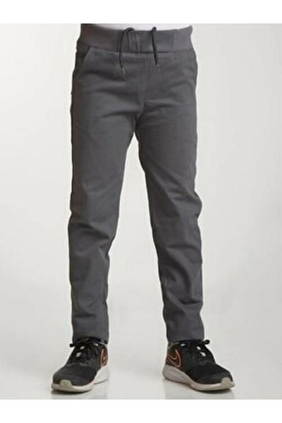 Bonnie Clyde Unisex Rubber Waist School and Casual Canvas Trousers Gray - Gray - Bcp1.Umjtkkscllpan-Gri