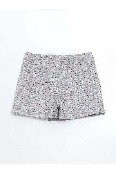 LC Waikiki Lcw Kids Gray Girls' Tweed Shorts Skirt with Elastic Waist
