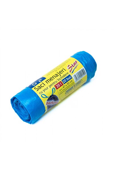 Horeca Ro Saci de gunoi cu șnur de strângere, 20L, albaștri, 20 buc/rolă