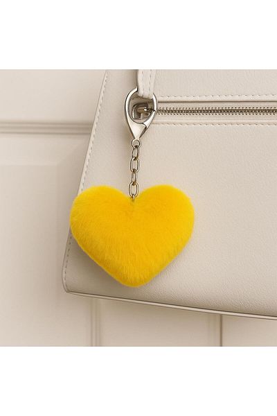 Nice For You Yellow Pastel Heart Plush Keychain - Cute & Soft Bag Ornament