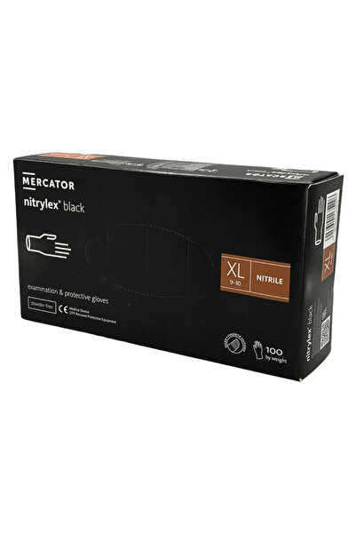 Mercator Cutie cu 100 de mănuși de nitril de unică folosință - negre, mărimea XL