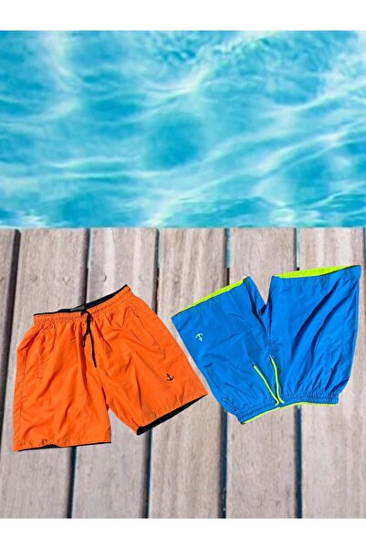 SOZ Wear 2'li Cep Fermuarlı Astarlı Renkli Deniz Şortu