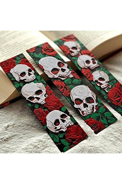 OEM Set x 3 semne de carte Skull N' Roses, multicolore, 18 cm x 4 cm, embosate