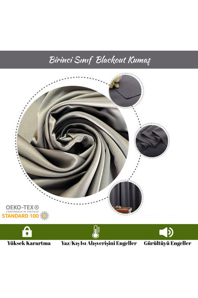 Pyramid Home Anthracite Gray Color Rustic Eyelet Blackout Rustic Blackout Sunshade with Tight Pleated Rings
