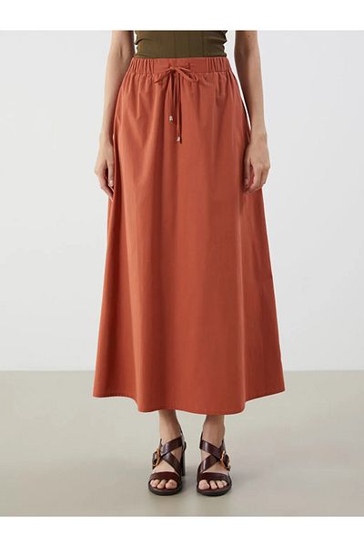LC Waikiki Lcwaikiki Classic Brown Elastic Waist Gathered Skirt