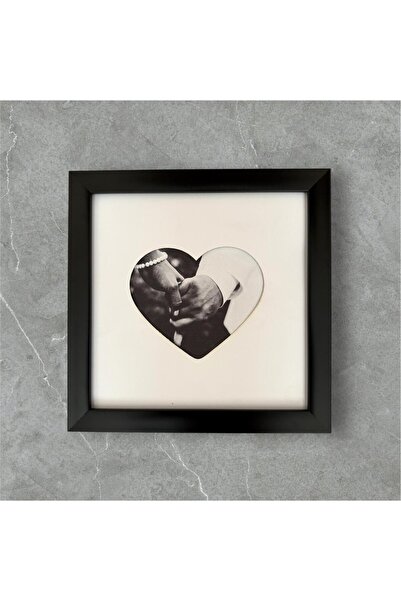 asel sanat إطار صور مربع 20 × 20 سم - مع زجاج حقيقي - بطانة على شكل قلب - هدية بأرجل سلكية