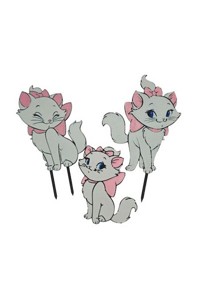 OEM Set x 3 Cake Toppers Marie the Kitten Reusable