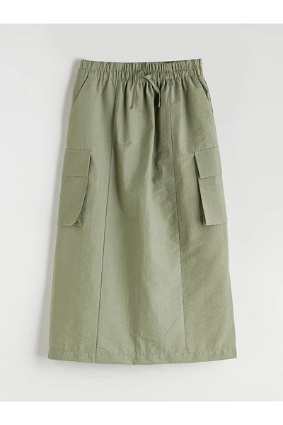 LC Waikiki Lcw Kids Green Elastic Waist Cargo Skirt for Girls