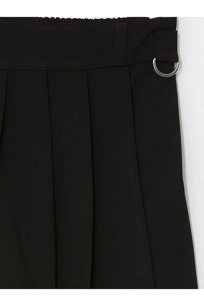 LC Waikiki Lcw Kids Black Elastic Waist Pleated Girls' Short Skirt