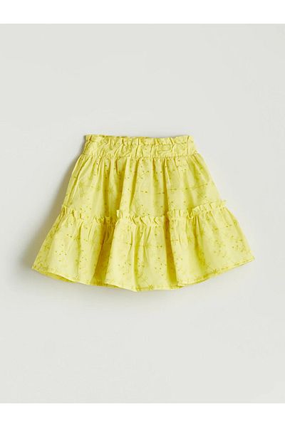 LC Waikiki Lcw Kids Green Elastic Waist Fisto Detailed Girl's Skirt