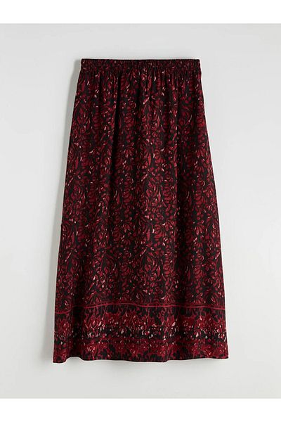 LC Waikiki Lcw Grace Red Elastic Waist Patterned A-Line Skirt