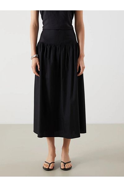 LC Waikiki Lcw Vision Black Waist Zippered Waist Plaid Pleated Skirt