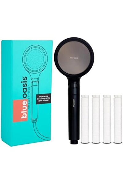 Blue Oasis Shower Filter رأس دش أيوني وفلتر محمول من بلو أواسيس - فضي وأسود |...