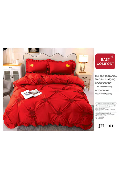 FIONNA.RO Bed Linen With Embroidered Hearts - Red