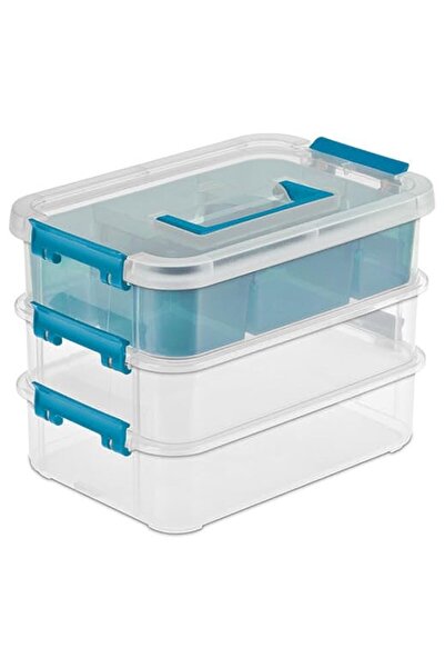 Generic علبة ستيرلايت بمقبض ثلاثي الطبقات، شفافة