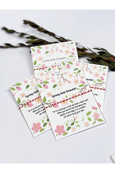 Atölye Merdiven 10 Pcs Mart Wish Bracelets – Cotton, Individually Gift-Wrapped, with Meaning Cards