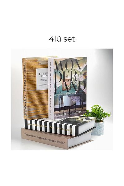devideko Set of 4 Book-Looking Decorative Storage Boxes, Nordic Style Home Office Decor, Organizer Gift