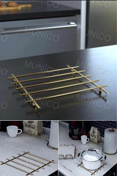 Munico Servis Sunum Seti Havluluk Peçete Nihale Altın Kaplama Parlak Paslanma...