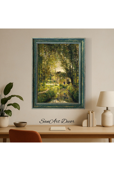 Sanart Vintage Painting with Frame, Oil Paint Print Painting, Framed Painting, Artistic Decor, Landscape Painting