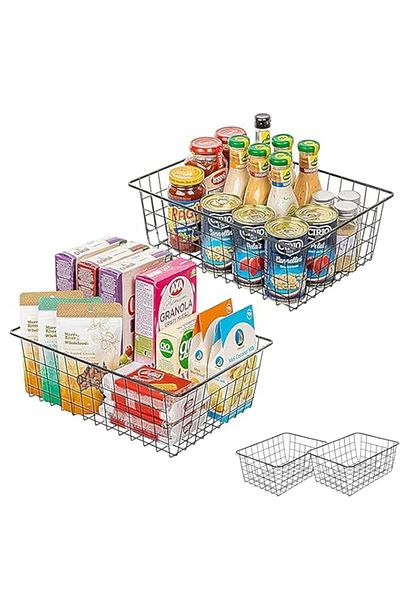Generic KUKUMAJI 2pcs Wire storage baskets,Kitchen Wire Baskets Farmhouse Decor Metal Food Storage Bins Org
