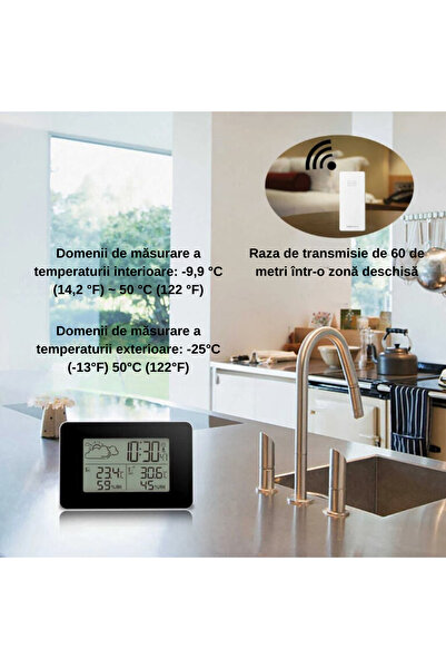 MILARIS Digital thermometer and hygrometer, Weather station, Wireless sensor, Indoor/outdoor temperature