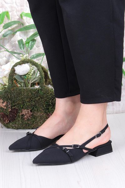 fort 018-909 Fls Satin Buckle Detailed Stylish Comfortable Pointed Toe Women's Ballerinas