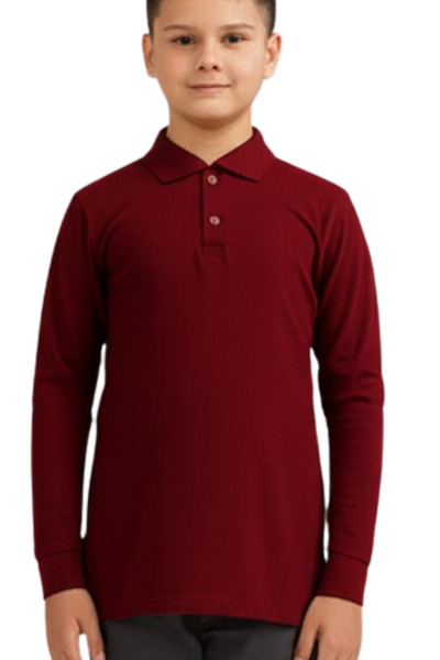 vory Σχολικό μπλουζάκι Polo Neck με μακρύ μανίκι Lacoste υφασμάτινο με κουμπι...