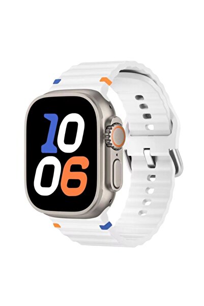REDz Accessories Curea reglabilă Ocean Wave pentru Apple Watch, silicon, sport, albă - 38/40/41 mm