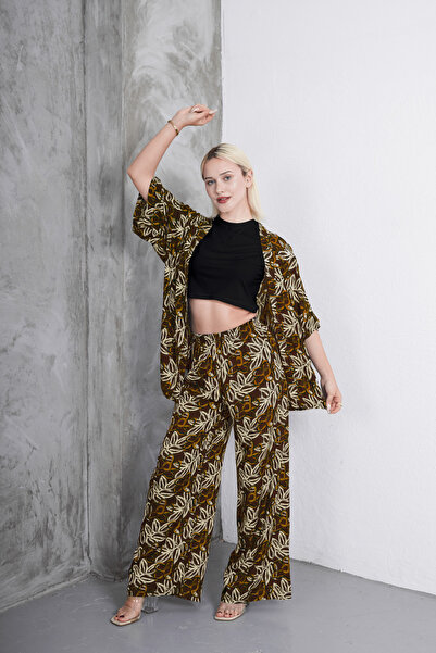 Clyfora Floral Patterned Kimono - Crop Set