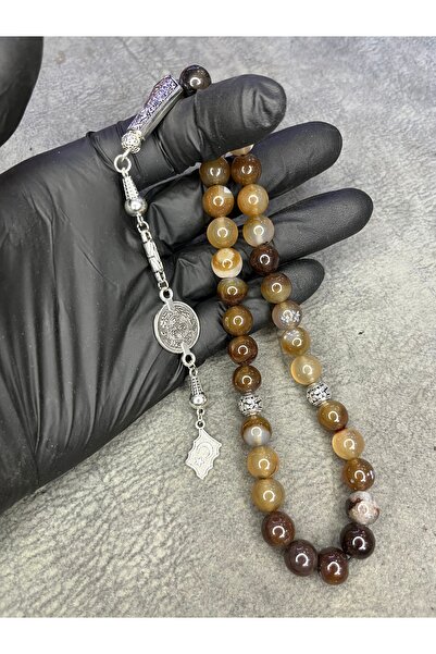 Mos Tespih Bijuterii din piatră de agat, dimensiune mare, tesbih din piatră n...